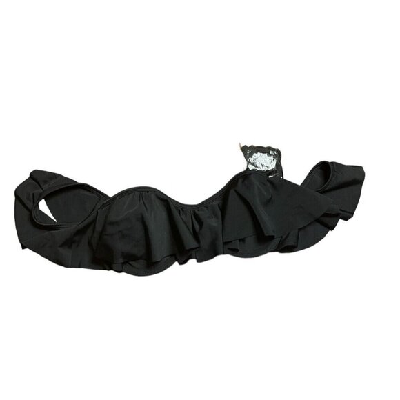 NWT Xhilaration Black Off The Shoulder Bandeau Bikini Top Swimwear Ladies Small - Picture 1 of 5